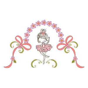 Ballet Dancer with Flowers Embroidery Design