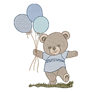 Teddy Bear with Balloons Embroidery Design