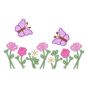 Flowers and Butterflies Embroidery Design