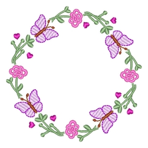 Butterflies and Flowers Frame Embroidery Design