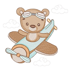 Aviator Bear (Quick Stitch) Embroidery Design