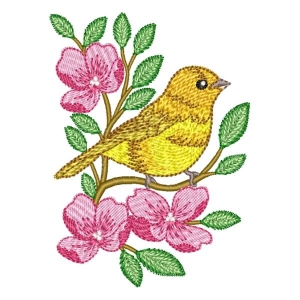 Bird and Flower Embroidery Design