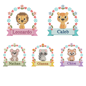  Animais em Moldura com Nome