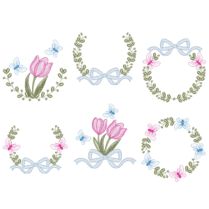 Frames and Flowers with Butterflies and Bows Design Pack