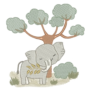 Matriz de bordado Elefante Safari (Pontos Leves)