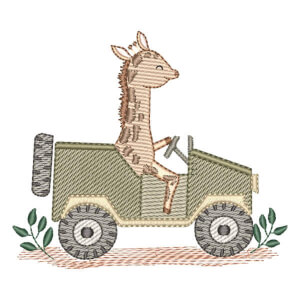 Matriz de bordado Girafa Motorista (Pontos Leves)
