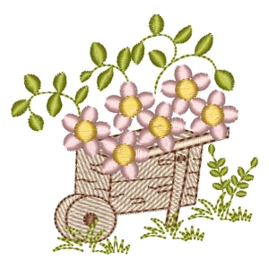 Cart with Flowers Embroidery Design