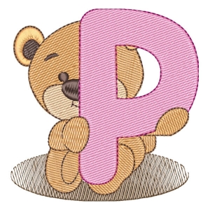Alphabet Bear Letter P Embroidery Design