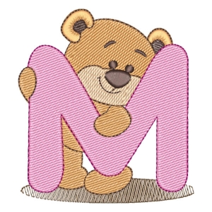 Alphabet Bear Letter M Embroidery Design
