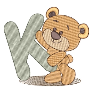 Alphabet Bear Letter K Embroidery Design