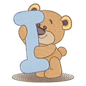 Alphabet Bear Letter I Embroidery Design