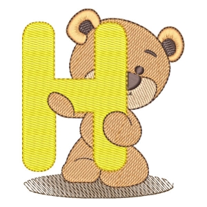 Alphabet Bear Letter H Embroidery Design