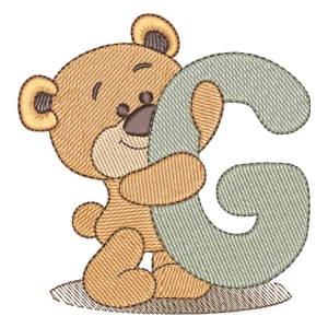Alphabet Bear Letter G Embroidery Design