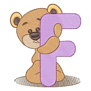 Alphabet Bear Letter F Embroidery Design