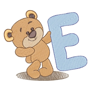 Alphabet Bear Letter E Embroidery Design