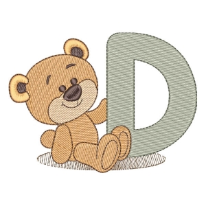 Alphabet Bear Letter D Embroidery Design