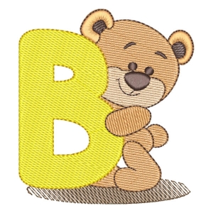 Alphabet Bear Letter B Embroidery Design