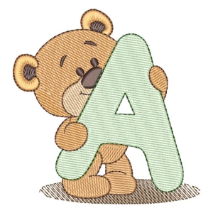 Alphabet Bear Letter A Embroidery Design