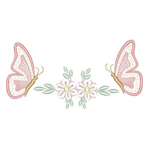 Butterfly and Flower Border Embroidery Design
