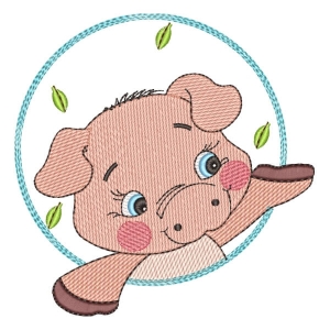 Pig in Frame (Quick Stitch) Embroidery Design