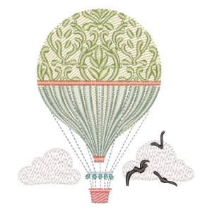 Hot Air Balloon in the Sky (Quick Stitch) Embroidery Design
