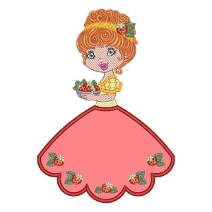Girl and Strawberries (Applique) Embroidery Design