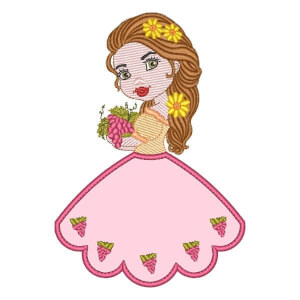 Girl and Grapes (Applique) Embroidery Design