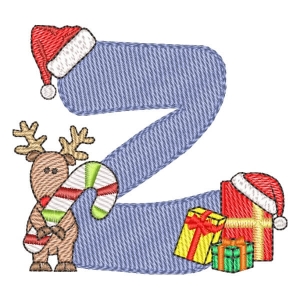 Christmas Monogram Letter Z Embroidery Design