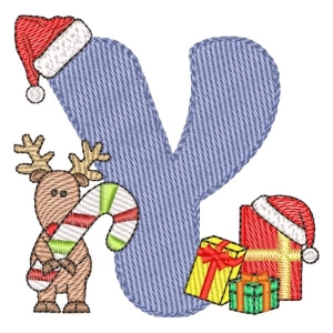 Christmas Monogram Letter Y Embroidery Design
