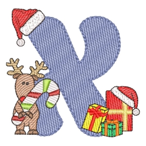 Christmas Monogram Letter X Embroidery Design