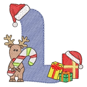 Christmas Monogram Letter L Embroidery Design