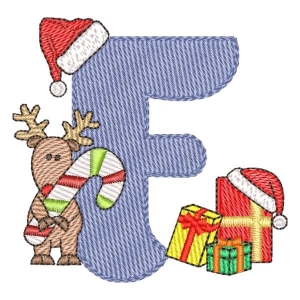 Christmas Monogram Letter F Embroidery Design