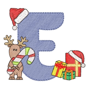 Christmas Monogram Letter E Embroidery Design