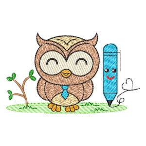 Teacher Owl Embroidery Design