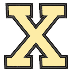 Matriz de bordado Alfabeto College Letra X (Aplique)