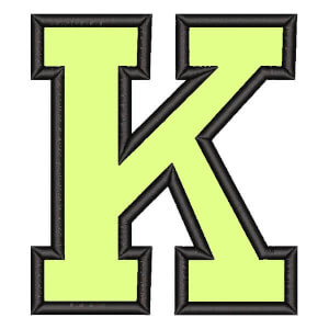 College Alphabet Letter K (Applique) Embroidery Design