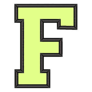 College Alphabet Letter F (Applique) Embroidery Design