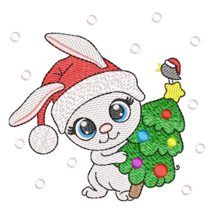 Christmas Bunny (Quick Stitch) Embroidery Design
