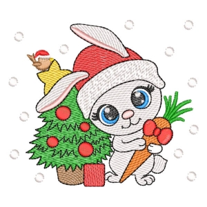 Christmas Bunny (Quick Stitch) Embroidery Design