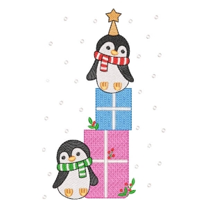 Christmas Penguins (Quick Stitch) Embroidery Design