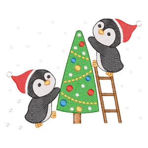 Christmas Penguins (Quick Stitch) Embroidery Design