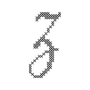Matriz de bordado Alfabeto Coração Letra z (Ponto Cruz)