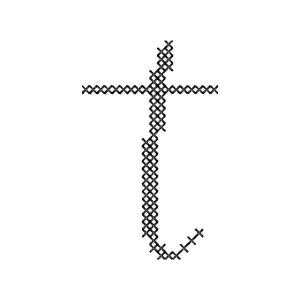 Matriz de bordado Alfabeto Coração Letra t (Ponto Cruz)