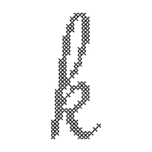 Matriz de bordado Alfabeto Coração Letra k (Ponto Cruz)