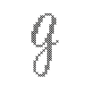 Matriz de bordado Alfabeto Coração Letra g (Ponto Cruz)
