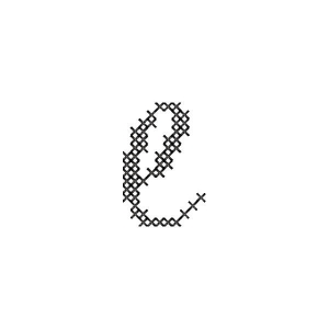 Matriz de bordado Alfabeto Coração Letra e (Ponto Cruz)