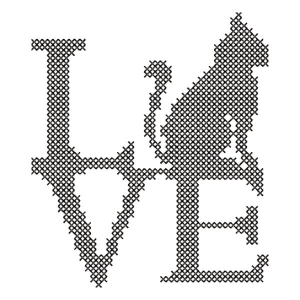 Love Cat (Cross Stitch) Embroidery Design