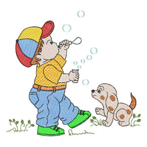 Boy and Dog (Quick Stitch) Embroidery Design