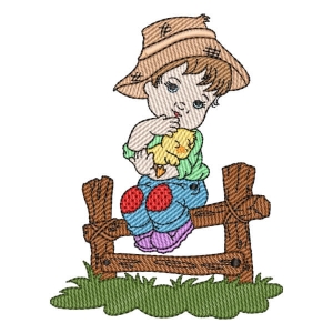 Boy and Duck (Quick Stitch) Embroidery Design