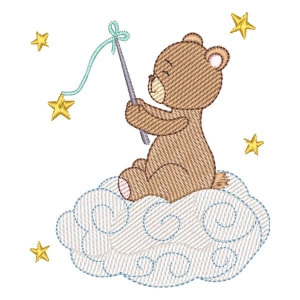 Bear on Cloud (Quick Stitch) Embroidery Design